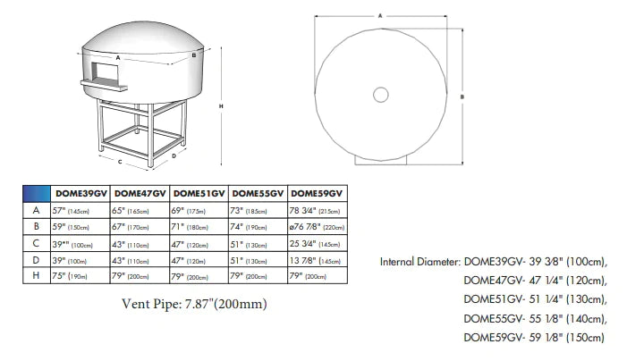 Univex- Stone Hearth GVizza dome oven, 59" interior, domed/round exterior | DOME59GV