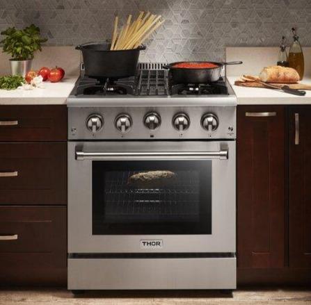 Thor Kitchen 30 in. Natural Gas Burner/Electric Oven Range in Stainless Steel, HRD3088U | HRD3088ULP