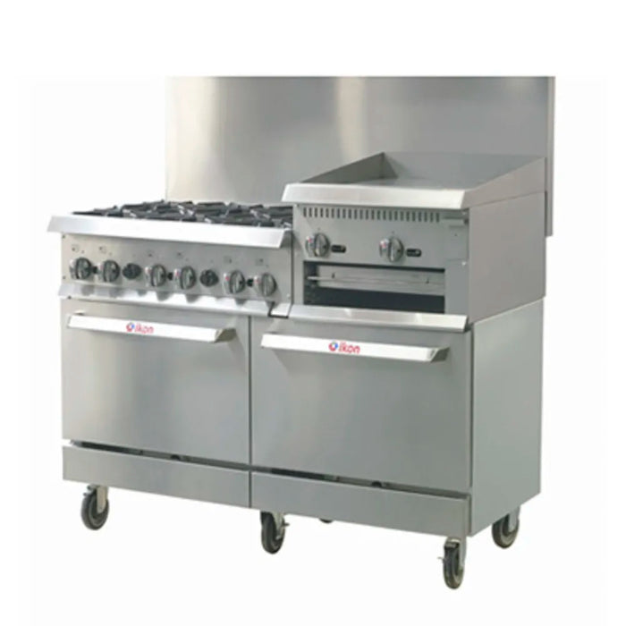 IKON- 60" 6 Burner Gas Range w/ Griddle/Broiler & (2) Standard Ovens, Natural Gas | IR-6B-24RG-60