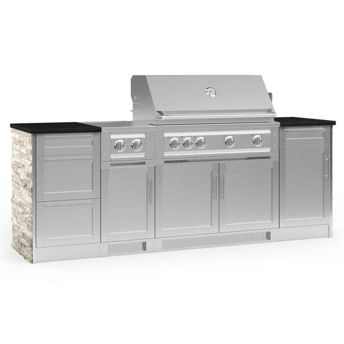 NewAge- Outdoor Kitchen Signature Series 8 Piece Cabinet Set with Grill, 3 Drawer, 1 Door and Dual Side Burner