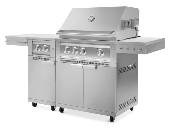 NewAge- Gas Powered Outdoor Kitchen Grill Cart with Platinum Grill & Dual Side Burner