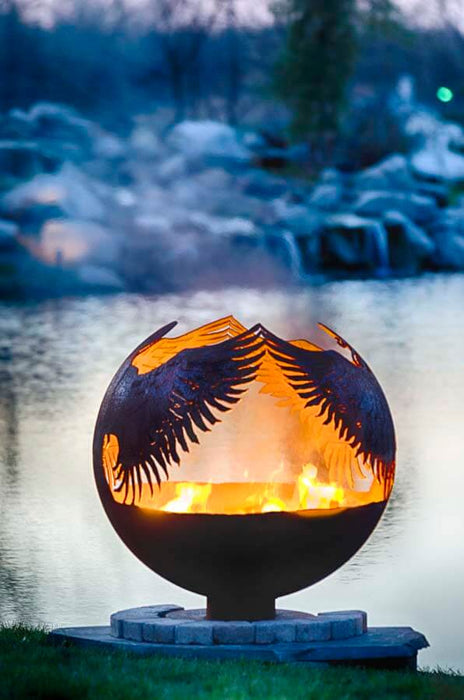 The Fire Pit Gallery- 37" Hidden – Angel Fire Pit Sphere (Flat Steel Base) | 7010017-37F