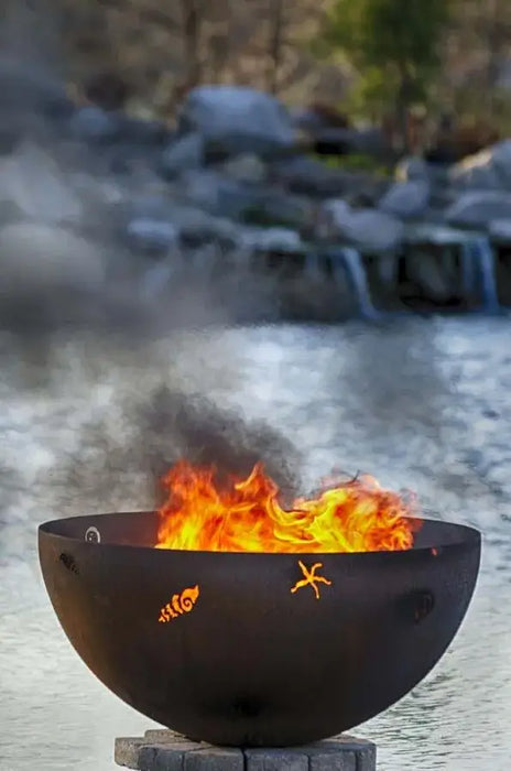 The Fire Pit Gallery- A Walk on the Beach 37" Firebowl Fire Pit with Sea Shells (Flat Steel Base) | 7010022-37F