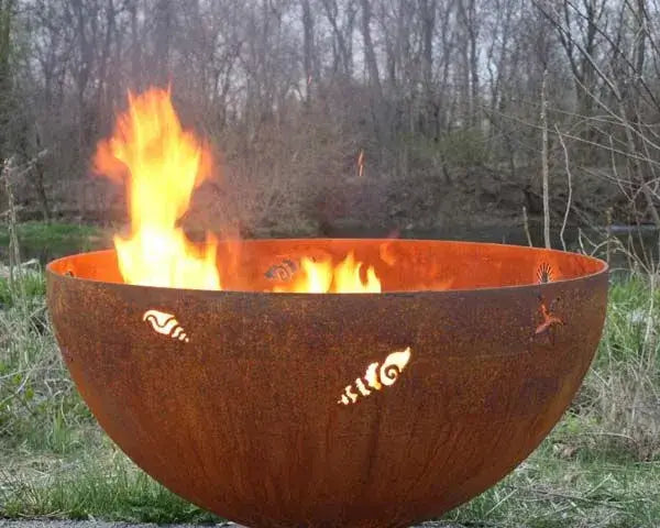 The Fire Pit Gallery- A Walk on the Beach 37" Firebowl Fire Pit with Sea Shells (Flat Steel Base) | 7010022-37F