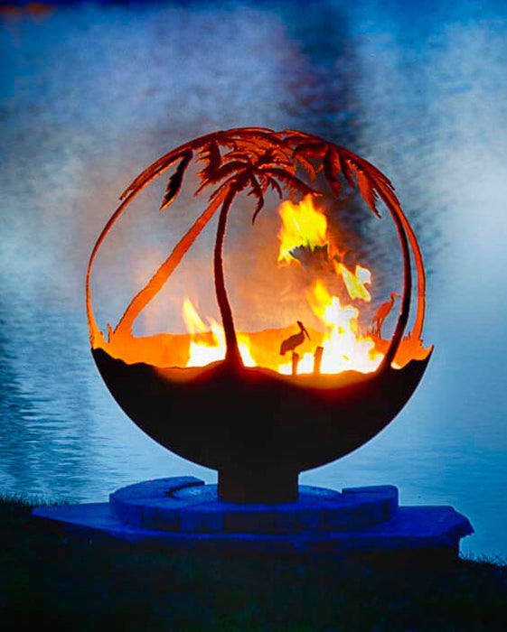 The Fire Pit Gallery- Another Day in Paradise 37" Fire Pit Sphere (Flat Steel Base) | 7010023-37F