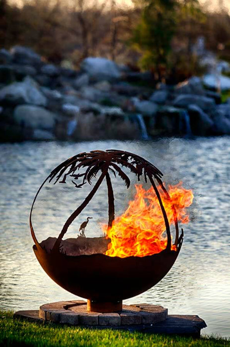 The Fire Pit Gallery- Another Day in Paradise 37" Fire Pit Sphere (Flat Steel Base) | 7010023-37F