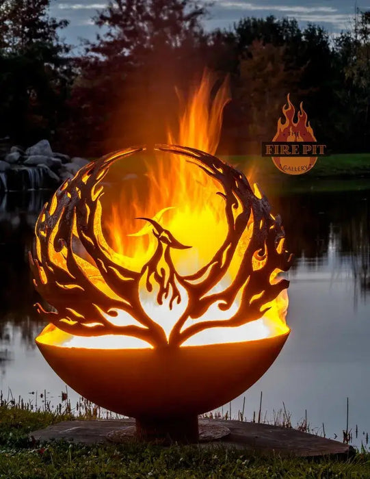 The Fire Pit Gallery- Phoenix Rising 37" Fire Pit Sphere (Flat Steel Base) | 7010037-37F