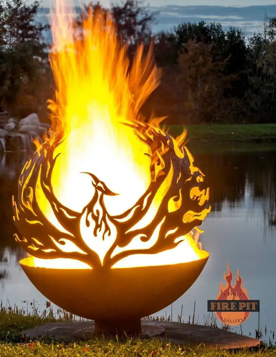 The Fire Pit Gallery- Phoenix Rising 37" Fire Pit Sphere (Flat Steel Base) | 7010037-37F