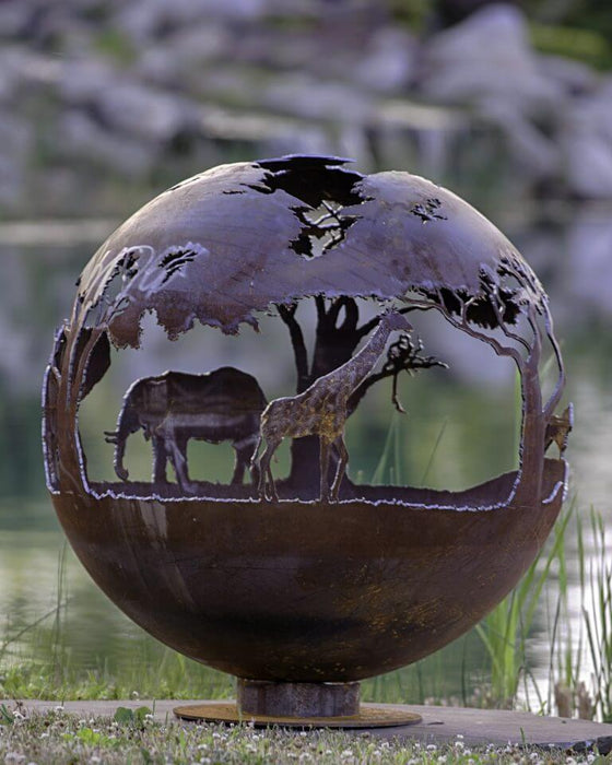 The Fire Pit Gallery- African Safari 37" Fire Pit Sphere (Flat Steel Base) | 7010038-37F