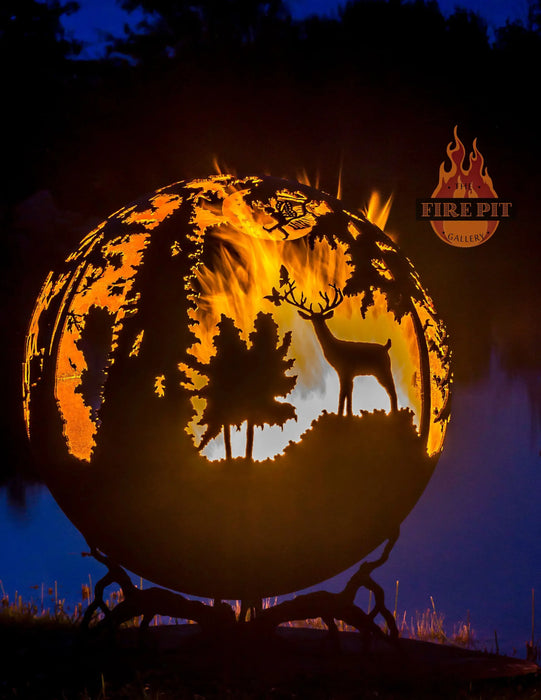 The Fire Pit Gallery- Enchanted Woods 37" Fairy Fire Pit Sphere (Craggy Steel Base) | 7010041-37D