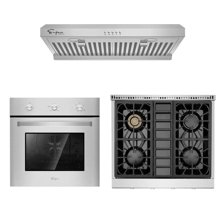 Empava- 3 Pcs Kitchen Bundle Including 24" Gas Oven & 30" Gas Cooktop & 30" Range Hood | EMPV-24WO08 & EMPV-30GC30 & EMPV-30RH08