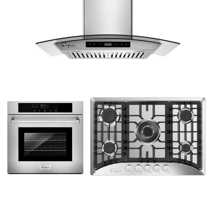 Empava- 3 Pcs Kitchen Bundle Including 30" Electric Oven & 30" Gas Cooktop & 30" Range Hood | EMPV-30WO03 & EMPV-30GC5B70C & EMPV-30RH06