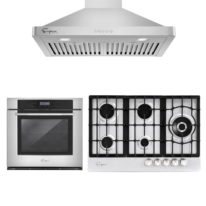 Empava- 3 Pcs Kitchen Bundle Including 30" Electric Oven & 30" Gas Cooktop & 30" Range Hood | EMPV-30GC38 & EMPV-30WO04 & EMPV-30RH05