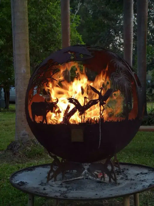 The Fire Pit Gallery- Outback 37" – Northern Australia Fire Pit Sphere (Craggy Tree Branch Base) | 7010026-37D