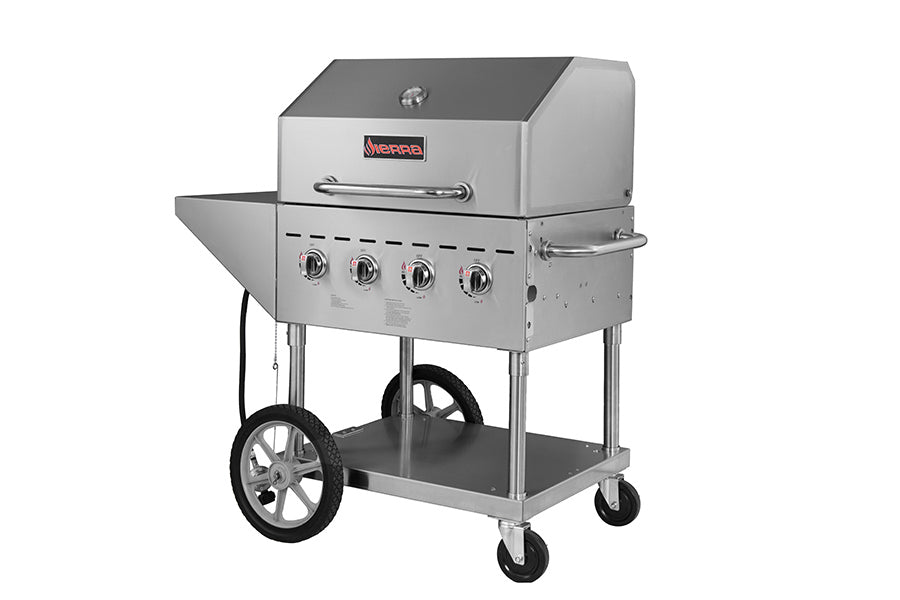 Sierra- 49" Stainless Steel Propane Gas Commercial Outdoor Grill w/ Dome Cover | SRBQ-30