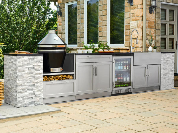 NewAge- Outdoor Kitchen Signature Series 8 Piece Cabinet Set with Grill, 3 Drawer, 1 Door and Dual Side Burner