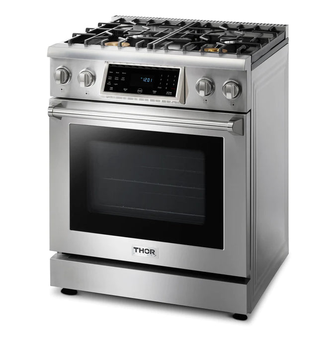 Thor Kitchen 30 In. 4.6 cu. ft. Self-Clean Gas Range in Stainless Steel with Front Touch Control, TRG3001 | TRG3001LP