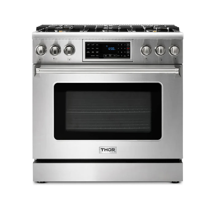 Thor Kitchen 36 Inch Air Fry and Self-Clean Professional Gas Range, TRG3601 | TRG3601LP