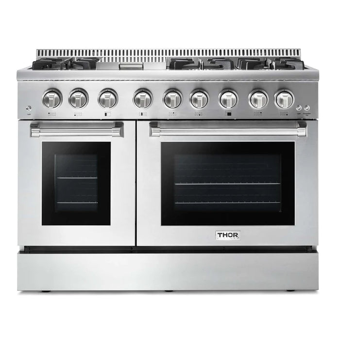 Thor Kitchen 48 in. Natural Gas Burner, Electric Oven 6.7 cu. ft. Range in Stainless Steel, HRD4803U | HRD4803ULP
