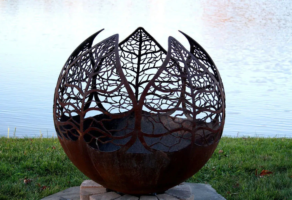 The Fire Pit Gallery- Autumn Sunset 37" Leaf Fire Pit Sphere | 7010028-37F