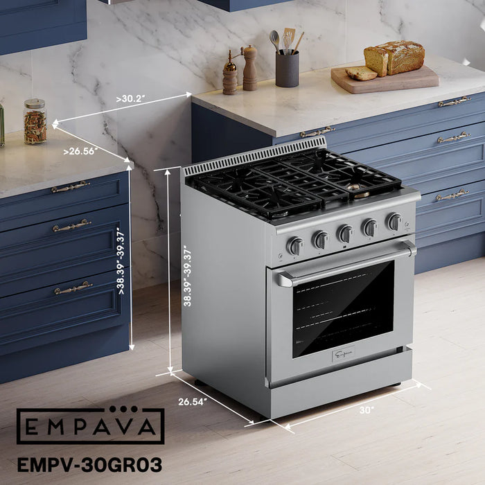 Empava- 30 Inch Freestanding Range Gas Cooktop And Oven | EMPV-30GR03